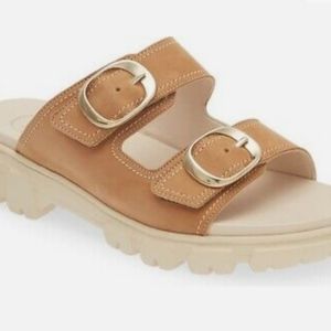 Paul Green Marina Slide SandalLug Sole Sisal Royal Nubuck NWOB